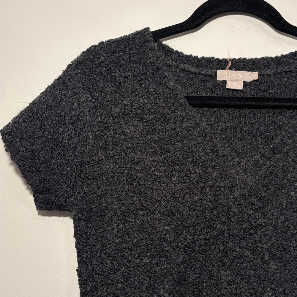 J. Crew Women's Charcoal Gray Bouclé V-Neck Sweater